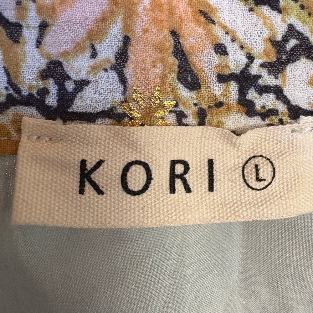 Kori Floral Boho Gold Button-Down Women's Dress w pockets large - Picture 5 of 5